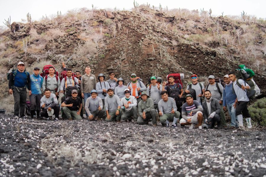 The expedition team on Wolf Volcano by Joshua Vela/Galápagos Conservancy
